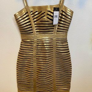 Gold shaping mini dress